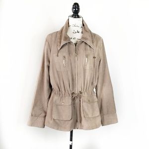 FDJ ▪︎ Taupe Microsuede Cargo Jacket, EUC